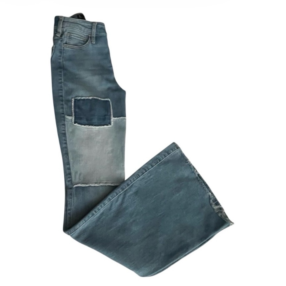 Hollister High Rise Flare Jeans Patchwork Soft Stretch Sz 26 - Picture 3 of 5